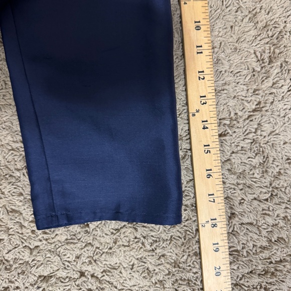 TAO Navy Blue Silk Button-Down Belted Dress size 14 Quiet Luxury Modest Career - Picture 6 of 9